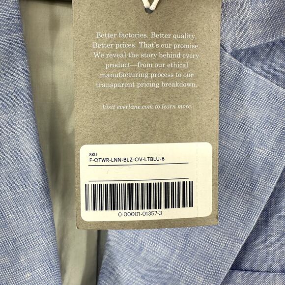Everlane the linen oversized blazer in blue Size 8 - Picture 8 of 11